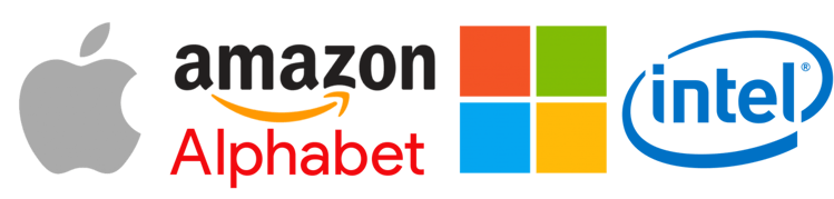 Apple Amazon Alphabet Intel Microsoft logos.png