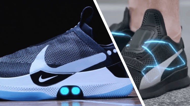 to the NIKE and Puma both deliver self-lacing shoes